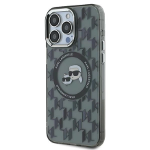 Karl Lagerfeld IML Monogram Karl &amp; Choupette Head MagSafe iPhone 15 Pro Case - Black