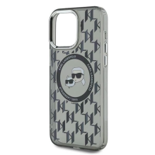 Karl Lagerfeld IML Monogram Karl &amp; Choupette Head MagSafe iPhone 15 Pro Case - Black