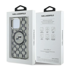 Karl Lagerfeld IML monograma Karl &amp; Choupette Head MagSafe iPhone 15 Pro dėklas – juodas