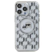 Karl Lagerfeld IML Monogram Karl &amp; Choupette Head MagSafe iPhone 15 Pro Case - Clear