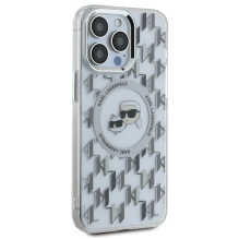 Karl Lagerfeld IML Monogram Karl &amp; Choupette Head MagSafe iPhone 15 Pro Case - Clear