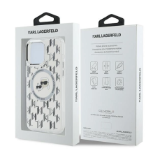 Karl Lagerfeld IML monograma Karl &amp; Choupette Head MagSafe iPhone 15 Pro dėklas – skaidrus