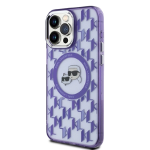 Karl Lagerfeld IML Monogram Karl &amp; Choupette Head MagSafe iPhone 15 Pro Case - Purple