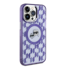 Karl Lagerfeld IML Monogram Karl &amp; Choupette Head MagSafe iPhone 15 Pro Case - Purple