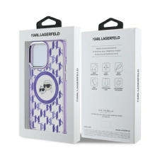 Karl Lagerfeld IML monograma Karl &amp; Choupette Head MagSafe iPhone 15 Pro dėklas – violetinė