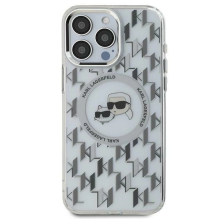 Karl Lagerfeld IML monograma Karl &amp; Choupette Head MagSafe iPhone 15 dėklas – skaidrus