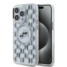 Karl Lagerfeld IML Monogram Karl &amp; Choupette Head MagSafe Case for iPhone 15 Pro Max - Clear