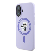 Karl Lagerfeld Silicone Karl&amp;Choupette Ring MagSafe iPhone 16 Case - Purple