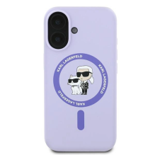 Karl Lagerfeld Silicone Karl&amp;Choupette Ring MagSafe iPhone 16 Case - Purple