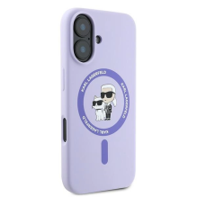 Karl Lagerfeld Silicone Karl&amp;Choupette Ring MagSafe iPhone 16 Case - Purple