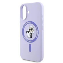 Karl Lagerfeld Silicone Karl&amp;Choupette Ring MagSafe iPhone 16 Case - Purple