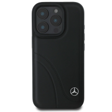 Mercedes MB Curved Stitches Leather iPhone 16 Pro Case - Black