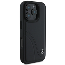 Mercedes MB Curved Stitches Leather iPhone 16 Pro Case - Black