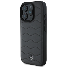 Mercedes MB Waves Leather iPhone 16 Pro Max Case - Gray