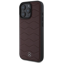 Mercedes MB Waves Leather Case for iPhone 16 Pro Max - Red