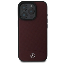 Mercedes Textured And Plain Leather MagSafe case for iPhone 16 Pro - red