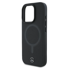 Mercedes Smooth Leather MagSafe iPhone 16 Pro Case - Black