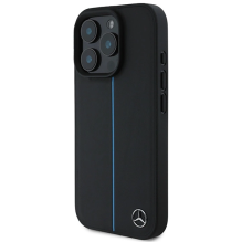 Mercedes MB Blue Line Leather MagSafe iPhone 16 Pro Case - Black