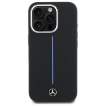 Mercedes Silicone Blue Stripe MagSafe iPhone 16 Pro Case - Black