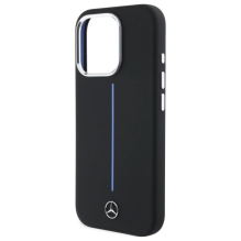 Mercedes Silicone Blue Stripe MagSafe iPhone 16 Pro Case - Black