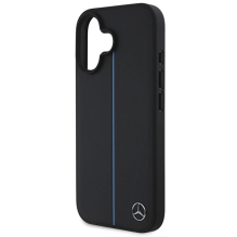 Mercedes MB Blue Line Leather MagSafe iPhone 16 Case - Black