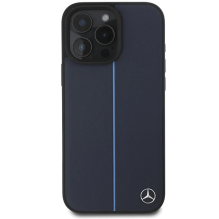 Mercedes MB Blue Line Leather MagSafe Case for iPhone 16 Pro Max - Navy Blue