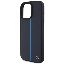 Mercedes MB Blue Line Leather MagSafe Case for iPhone 16 Pro Max - Navy Blue