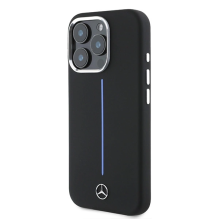 Mercedes Silicone Blue Stripe MagSafe Case for iPhone 16 Pro Max - Black