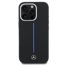 Mercedes Silicone Blue Stripe MagSafe Case for iPhone 16 Pro Max - Black