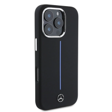 Mercedes Silicone Blue Stripe MagSafe Case for iPhone 16 Pro Max - Black