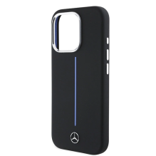 Mercedes Silicone Blue Stripe MagSafe Case for iPhone 16 Pro Max - Black