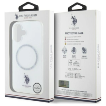 US Polo IML Ring MagSafe iPhone 16 dėklas – baltas