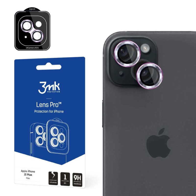 Kameros dangtelis 3mk Lens Protection Pro Pink, skirtas iPhone 15 Plus