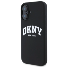 DKNY Silicone White Printed Logo MagSafe iPhone 16 Case - Black