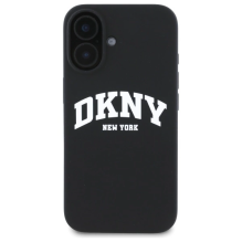 DKNY Silicone White Printed Logo MagSafe iPhone 16 Case - Black