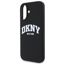 DKNY Silicone White Printed Logo MagSafe iPhone 16 Case - Black