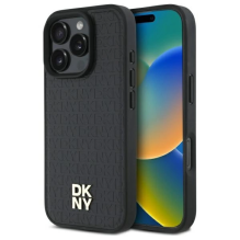 DKNY pakartotinio rašto krūvos logotipas „MagSafe iPhone 16 Pro Max“ dėklas – juodas