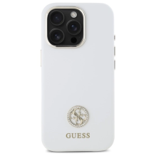 Guess Silicone Logo Strass 4G Case for iPhone 16 Pro - White