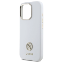 Guess Silicone Logo Strass 4G Case for iPhone 16 Pro - White