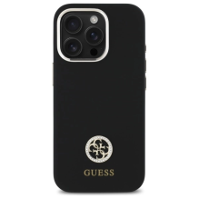 Guess Silicone Logo Strass 4G Case for iPhone 16 Pro - Black