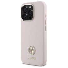 Guess Silicone Logo Strass 4G case for iPhone 16 Pro - light pink