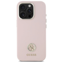 Guess Silicone Logo Strass 4G case for iPhone 16 Pro - light pink