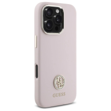 Guess Silicone Logo Strass 4G case for iPhone 16 Pro - light pink