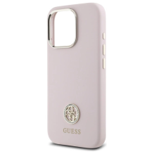 Guess Silicone Logo Strass 4G case for iPhone 16 Pro - light pink