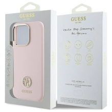 Guess Silicone Logo Strass 4G dėklas iPhone 16 Pro - šviesiai rožinis