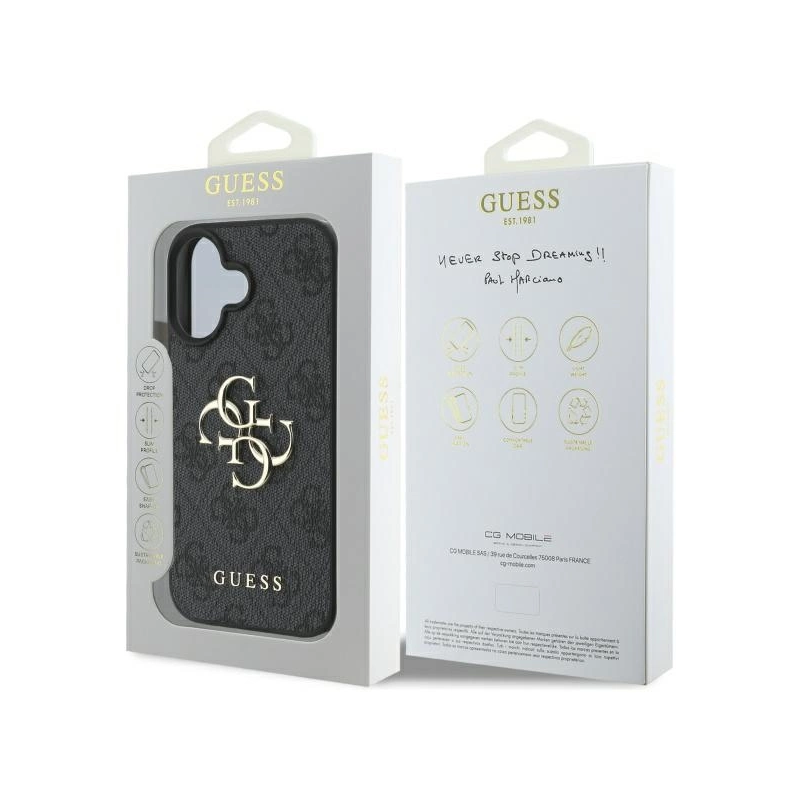 Guess 4G Big Logo iPhone 16 Plus dėklas – juodas