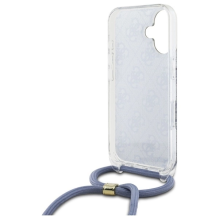 Guess Crossbody Cord 4G Print Case with Lanyard for iPhone 16 - Blue