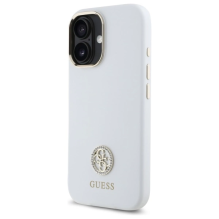 Guess Silicone Logo Strass 4G Case for iPhone 16 - White