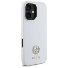 Guess Silicone Logo Strass 4G Case for iPhone 16 - White