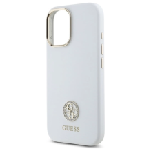 Guess Silicone Logo Strass 4G Case for iPhone 16 - White